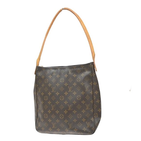 LOUIS VUITTON Logo Looping GM Shoulder Bag Monogram Leather Brown M51145 36EF381 - Picture 1 of 16